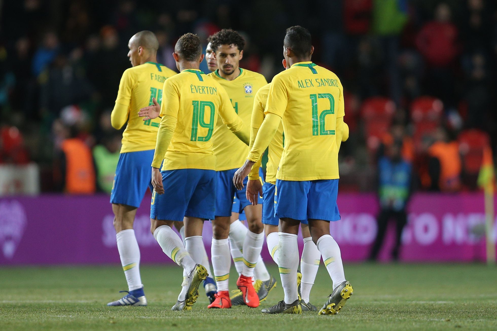 Brazilci slaví po přátelském zápase Česko - Brazílie.