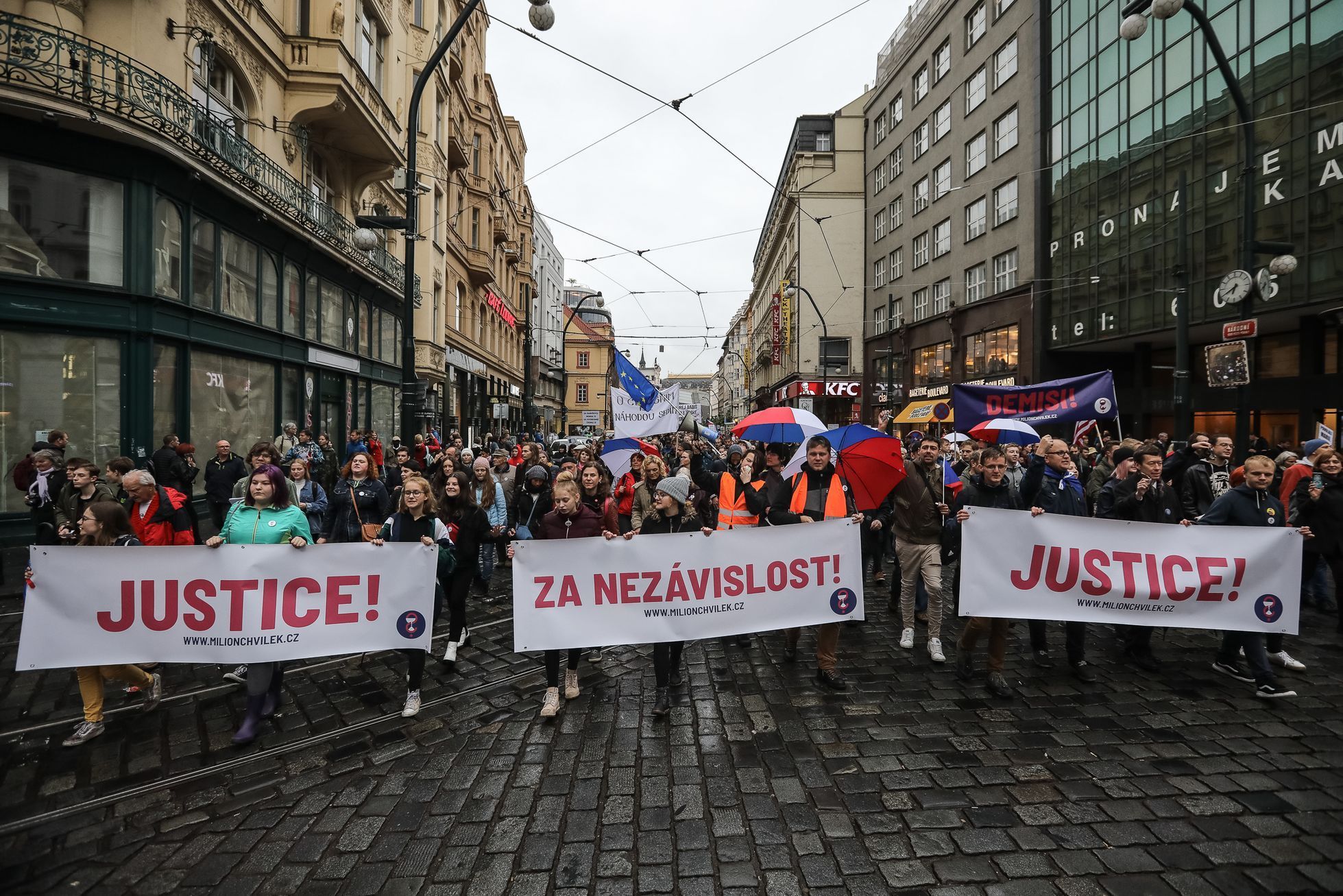 Protest / pochod / demonstrace proti jmenování Marie Benešové ministryní, Milion chvilek pro demokracii, Praha