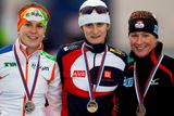 Medailistky závodu z minulého týdne v Čeljabinsku: Ireen Wüstová, Martina Sáblíková a Claudia Pechsteinová.