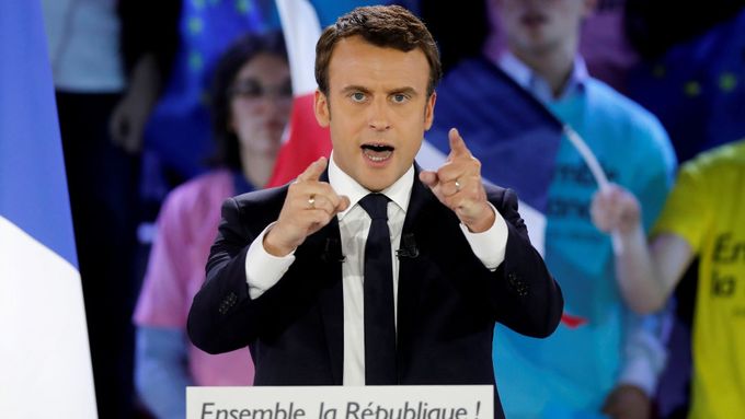 Nový francouzský prezident Emmanuel Macron během předvolební kampaně.
