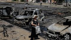 Aftermath of a Russian drone attack in Druzhkivka