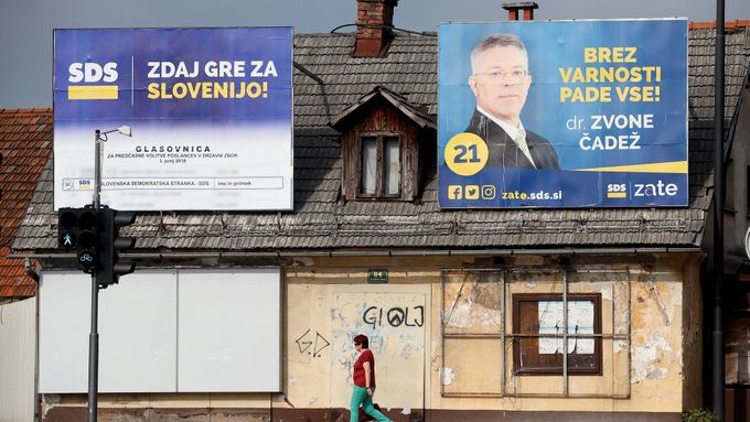 Volební kampaň Slovinské demokratické strany (SDS).