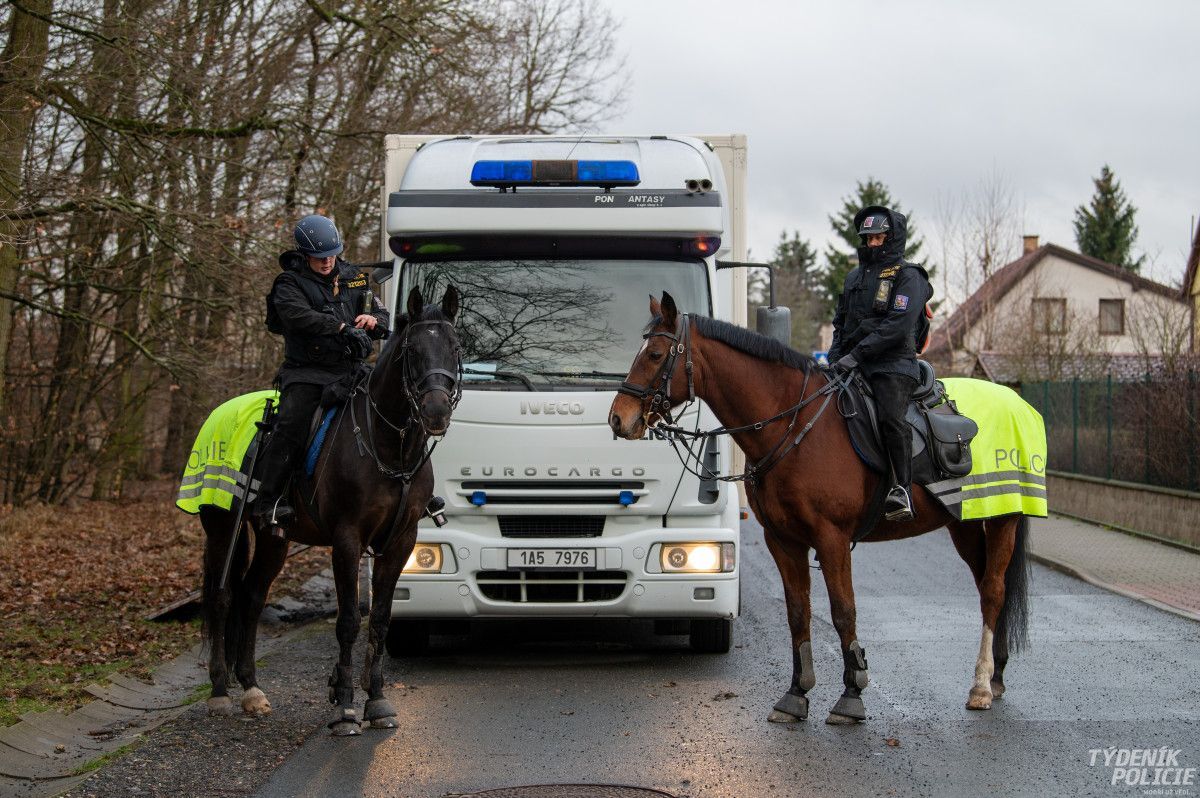 Stovky policistů z několika krajů včetně psovodů se psy či policistů na koních od úterního rána prohledávaly Klánovický les.