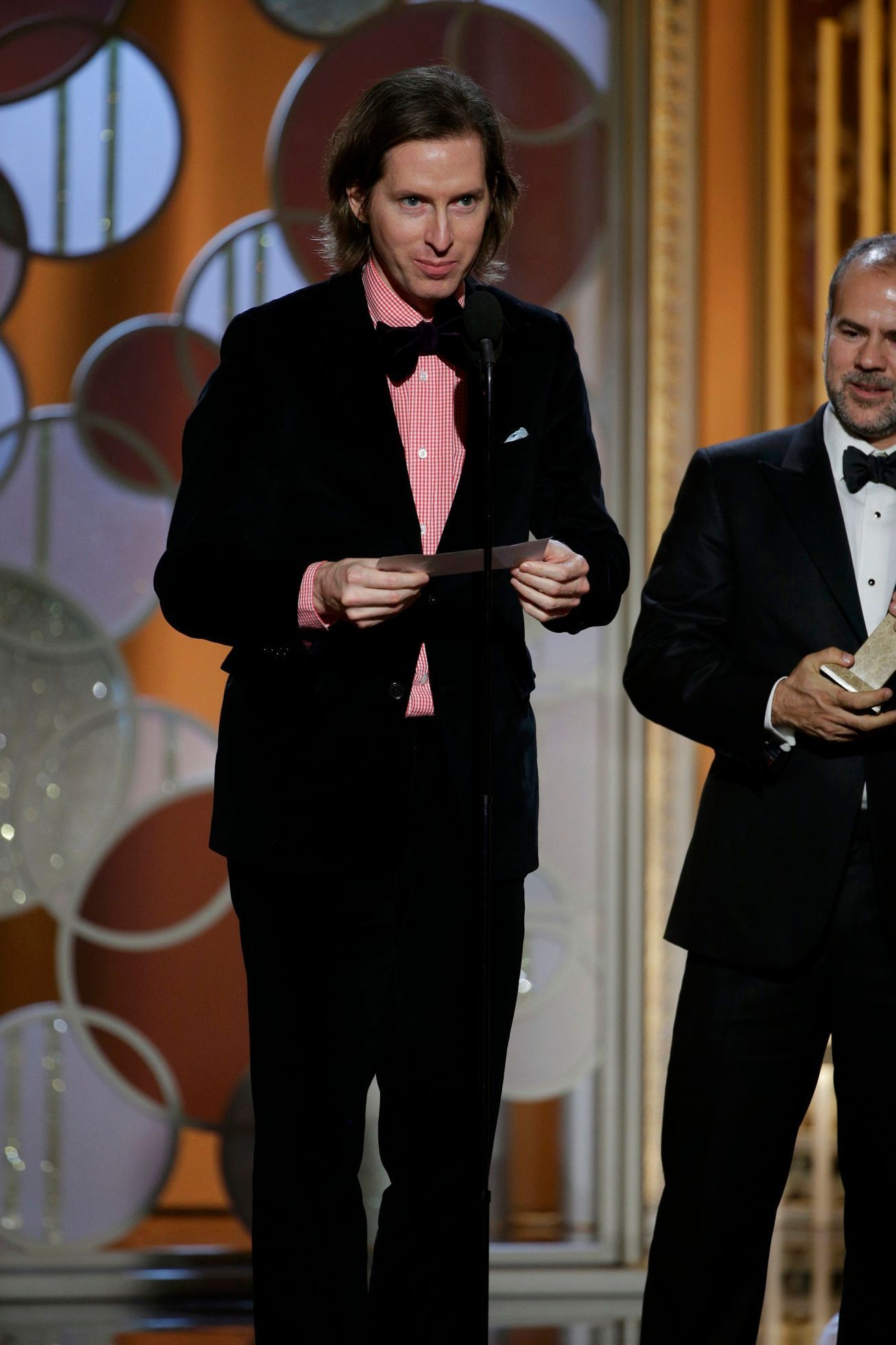 Director and producer Wes Anderson accepts the Golden Globe Award for Best Motion Picture - Comedy for &quot;The Grand Budapest Hotel&quot; at the 72nd Golden Globe Awards in Beverly Hills
