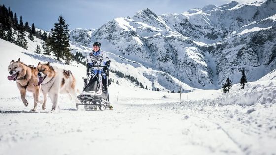 Rakousko zima turistika sáňky Sportgastein