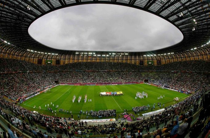 Gdaňský stadión před utkáním Německo - Řecko ve čtvrtfinále Eura 2012.