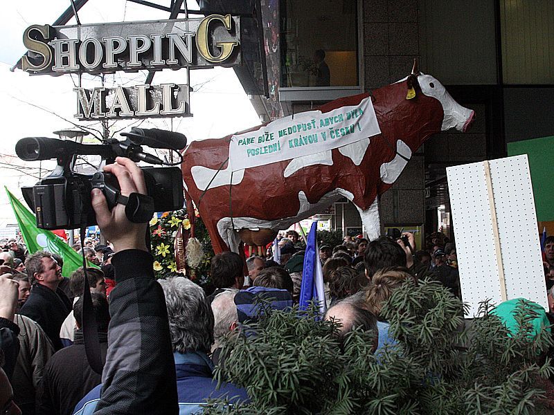 Demonstrace zemědělců v Praze
