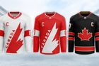 KANADA. Kanaďané by mohli podle designéra Ferryho oživit retro dresy z Kanadských pohárů v minulém století a nastoupit s rozpůleným javorovým listem. Alternativní černá sada je vyvedena v jednoduchém stylu.