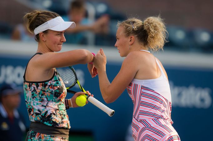 Barbora Krejčíková a Kateřina Siniaková na US Open 2018