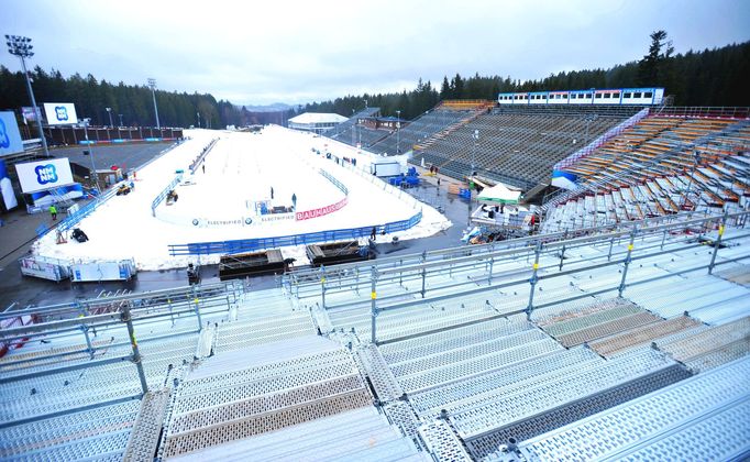 Příprava hlavní plochy světového poháru v Biatlonu v Novém Městě na Moravě