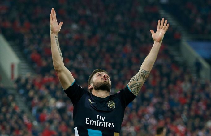 LM, Olympiacos -Arsenal: Olivier Giroud slaví gól na 0:2