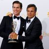 Matt Bomer and Mark Ruffalo pose with their Outstanding Television Movie award for HBO's &quot;The Normal Heart&quot; at the 66th Primetime Emmy Awards in Los Angeles