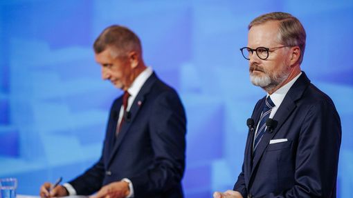 Televizní debata Andreje Babiše a Petra Fialy na TV Nova.