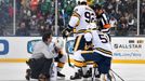 Jan 1, 2020; Dallas, TX, USA; Nashville Predators defenseman Ryan Ellis (4) is helped up off the ice after an injury against the Dallas Stars during the first period in t