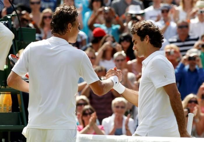 Roger Federer a Tomáš Berdych na Wimbledonu 2010