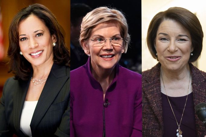 Kamala Harrisová, Elizabeth Warrenová a Amy Klobucharová.