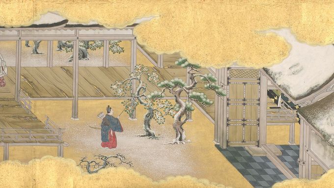 Ilustrace ze svitku Gendži monogatari emaki z 12. století byly použity také na přebalu českého vydání.