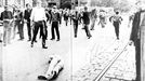 Fotoreprodukce dobového policejního vyšetřovacího spisu k srpnovým událostem v roce 1969.