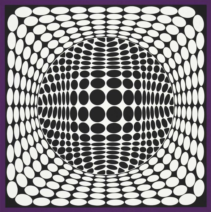 Victor Vasarely: TER UR NB, 1966/1976, serigrafie, 60×58 cm, 48×48 cm.