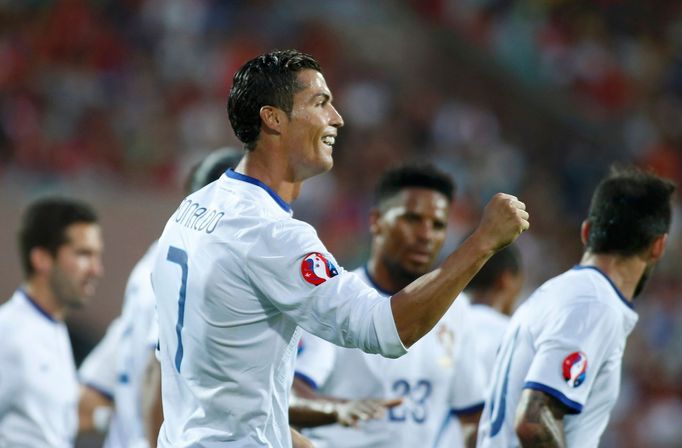 Arménie - Porugalsko:Cristiano Ronaldo slaví gól