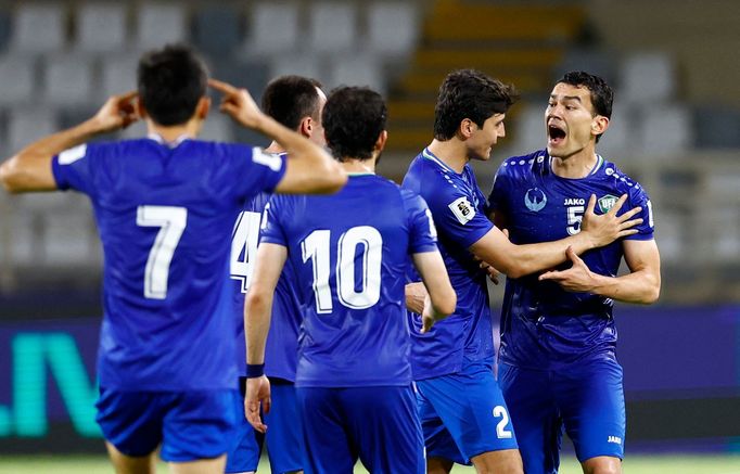 Radost fotbalistů Uzbekistánu v kvalifikaci MS 2026