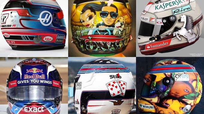Piloti formule dostali výjimečně šanci nasadit si v Monaku jinou helmu než v průběhu zbytku sezony. Podívejte se, kdo této možnosti využil a jaké si vybral téma.