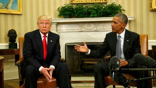 Donald Trump a Barack Obama v Bílém domě. (10. listopadu 2016)