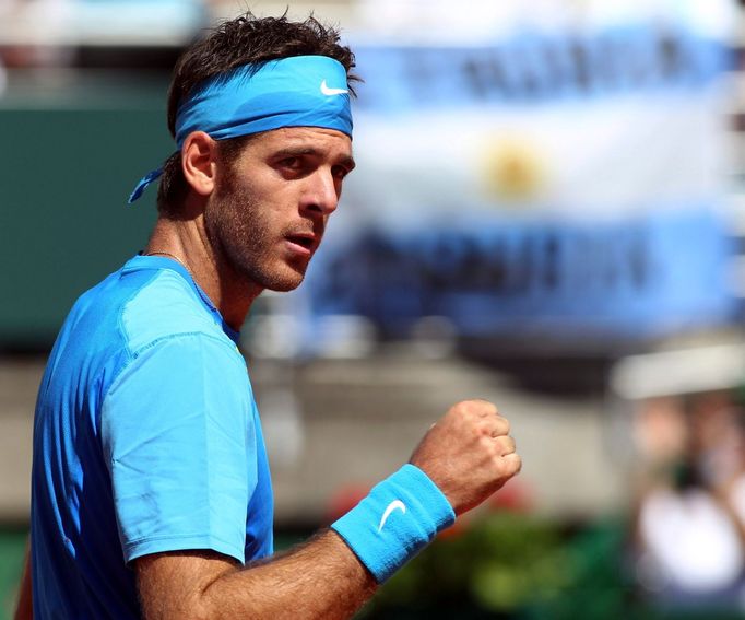 Argentinský tenista Juan Martín del Potro v prvním semifinálovém utkání Davis Cupu 2012 s Čechem Radkem Štěpánkem.