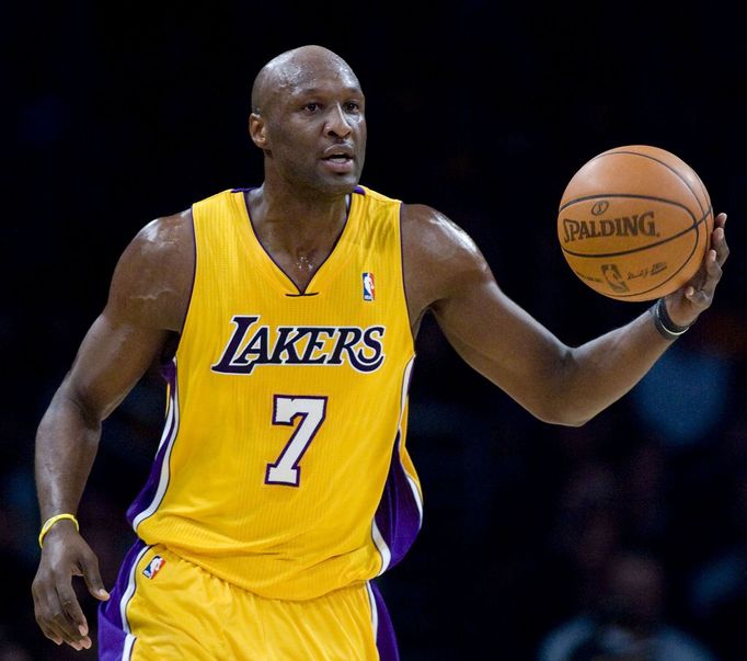 Lamar Odom v barvách Lakers.