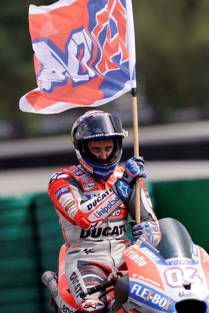 Andrea Dovizioso na Ducati v závodě MotoGP v Brně 2018.