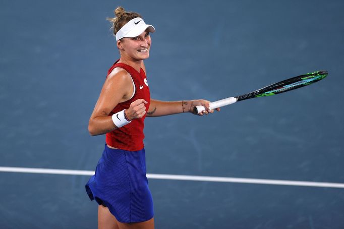 Markéta Vondroušová v semifinále OH 2020 proti Elině Svitolinové