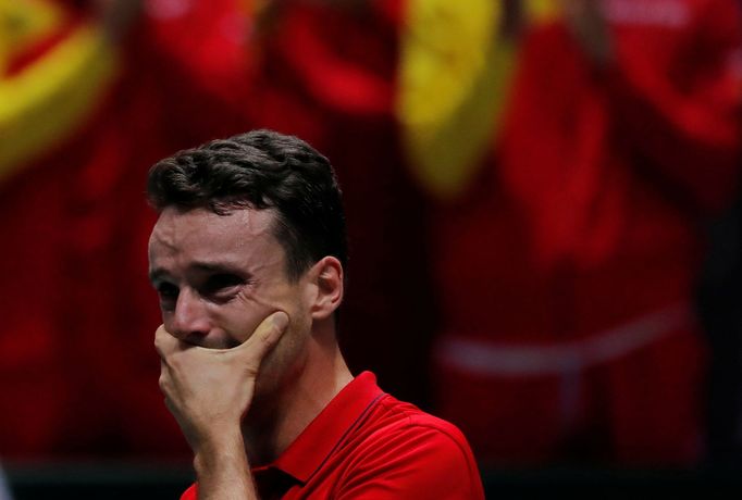 Tennis - Davis Cup Finals - Final - Caja Magica, Madrid, Spain - November 24, 2019   Spain's Roberto Bautista Agut celebrates after winning his match against Canada's Fel