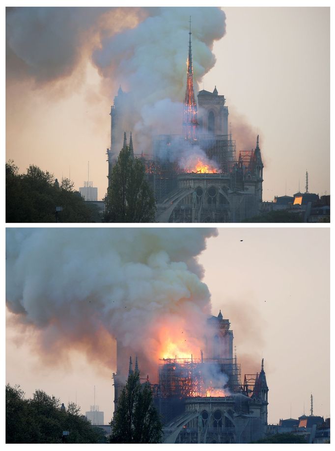 Požár katedrály Notre-Dame.