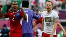 Theodor Gebre Selassie a Michal Kadlec se radují po utkání Řecko - Česká republika v základní skupině A na Euru 2012.