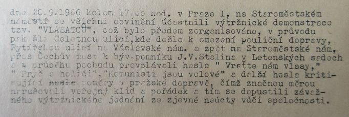 Výňatek z usnesení z trestního stíhání ze dne 22. září 1966.