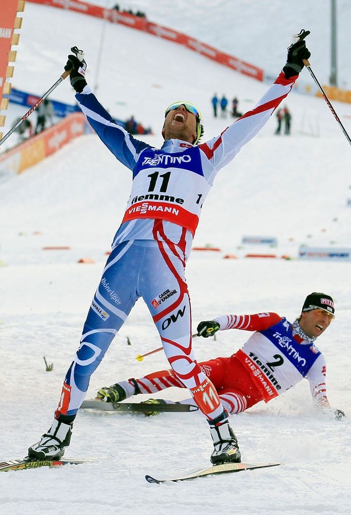 Sdruženář Jason Lamy Chappuis raduje z vítězství na MS v klasickém lyžování 2013