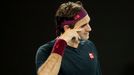 Roger Federer v semifinále Australian Open 2020 proti Nivaku Djokovičovi