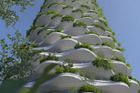 Stavba je ekologická, kromě všudypřítomné zeleně architekti mysleli také na stínění. Clonu před sluncem si budou vzájemně poskytovat jednotlivé balkony.