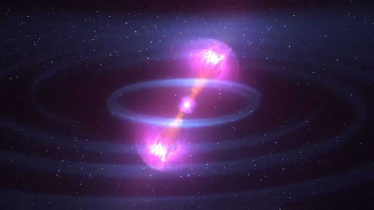 Gamma záblesky s gravitačními vlnami po kolizi dvou neutronových hvězd.