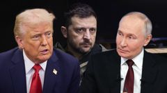 Koláž: Trump, Zelenskyj, Putin