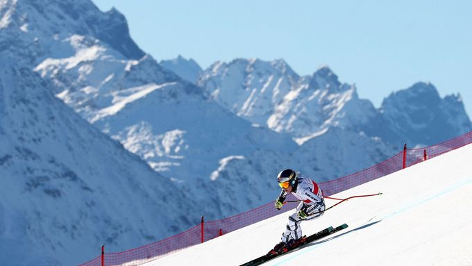Ester Ledecká při tréninku před závody SP ve Svatém Mořici