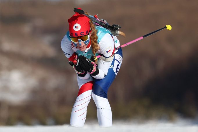 Markéta Davidová v olympijské štafetě žen.