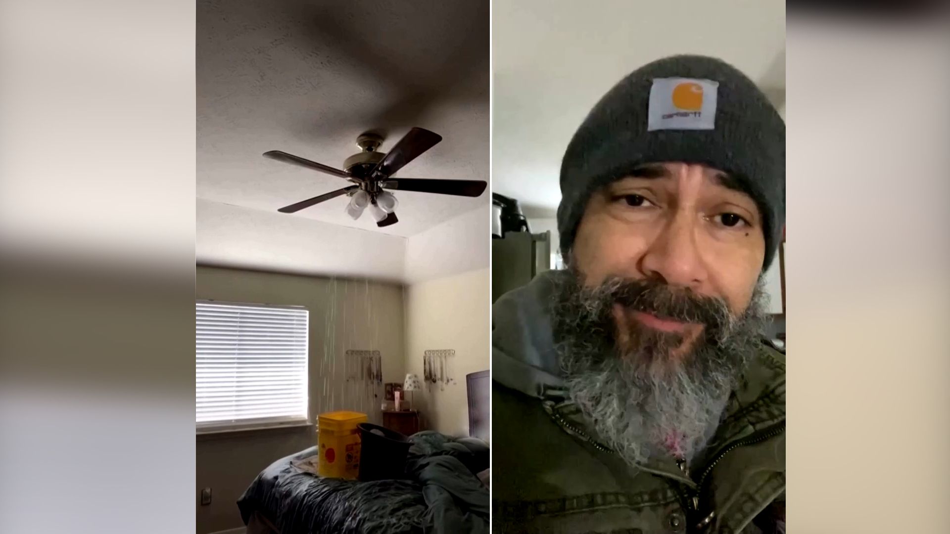 Muž v Texasu ukazuje, co v jeho domě způsobily extrémní mrazy