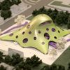 Model vítězného návrhu nové národní knihovny od Future Systems