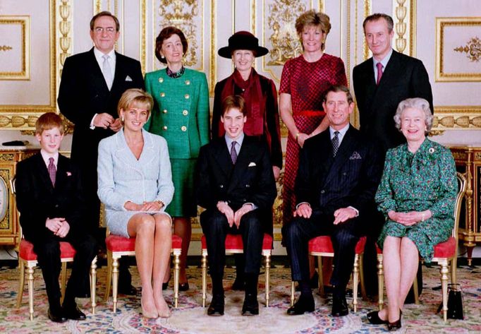 The Royal Family pose in the White drawing room of Windsor Castle, on the day of Prince William's Confirmation, Sunday March 9 1997.