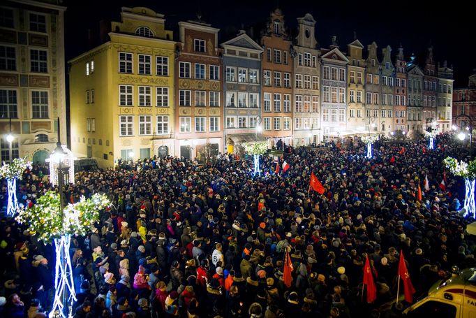 Protesty v Polsku kvůli vraždě primátora - snímek je z Gdaňsku