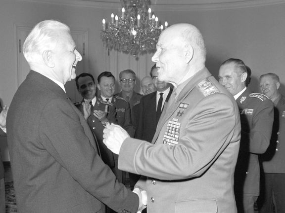 Maršál Ivan Koněv na návštěvě Československa spolu s prezidentem Ludvíkem Svobodou, snímek z května 1968.