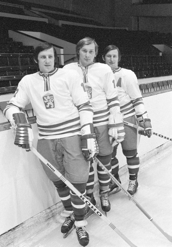 Bohumil Šťastný (zleva), Jiří Novák a Vladimír Martinec (1975).