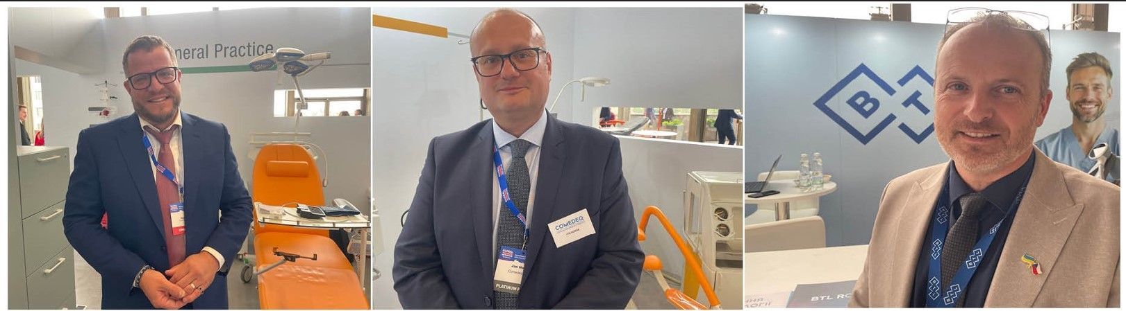 Trojice manažerů, Petr Foit, Jan Horák a Jan Pavlík, kteří mají mnoho zkušeností s prodejem zdravotnické techniky na Ukrajině i v mnoha dalších zemích světa.