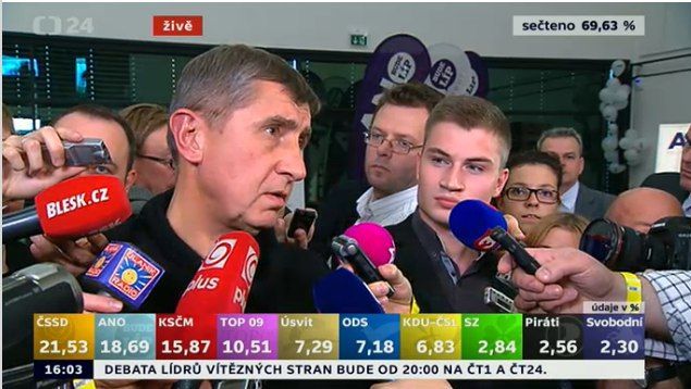 Andrej Babiš na volebním štábu